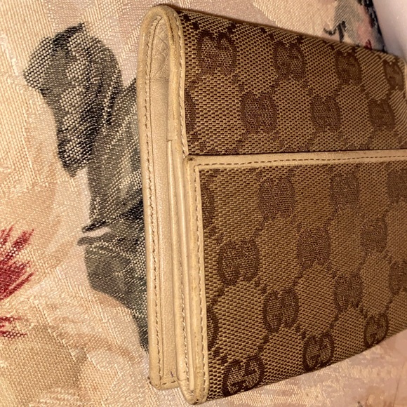 AUTHENTIC GUCCI GG DOUBLE SNAP CANVAS & LEATHER WALLET - Picture 5 of 11